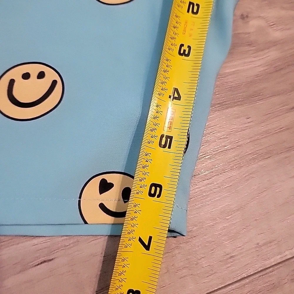 Hollister Stretch Swim Trunks Board Shorts Mens Large Blue‎ Smiley Face